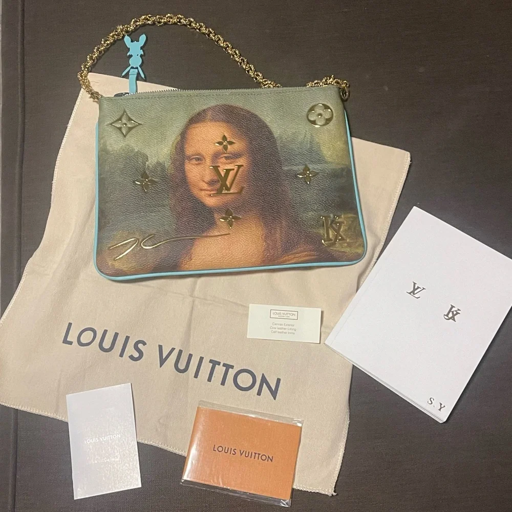 Louis Vuitton Jeff Koons Mona Lisa Pochette Chain Wallet Da Vinci LV Limited Ed - Picture 3 of 8
